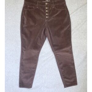 Universal Thread Velvet High Rise Skinny‎ Jeans Burgundy Sz 12/13R Button Close